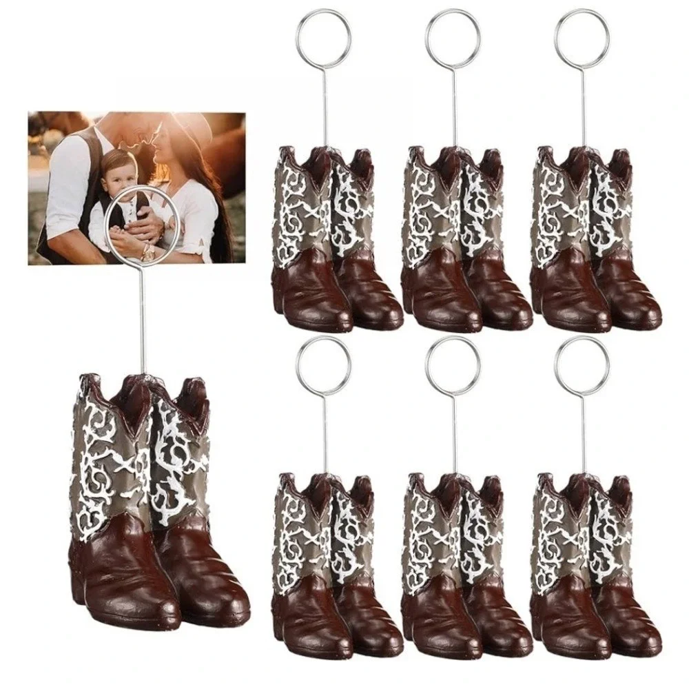 Tatuo 10 Brown Cowboy Boots Table No. Card Holders Weddings Parties Auctions NIB